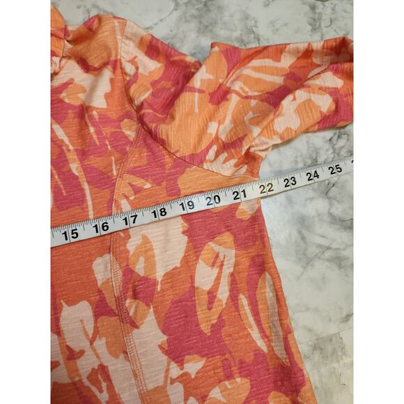 Weekends by Chico's Womens Orange Pink Floral Cotton Quarter Zip Blouse Size L - Picture 5 of 6